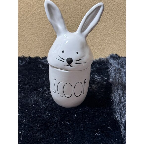 Rae Dunn Magenta  Bunny Scoop Ceramic Container With Lid Artisan Collection - Picture 1 of 8